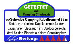 Testsiegel Camping Kabeltrommel as-Schwabe (4,5 von 5 Punkten)
